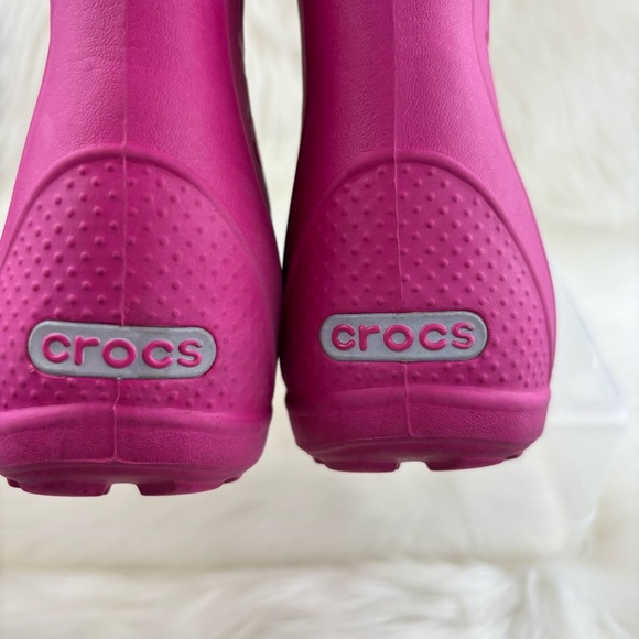 CROCS Pink Rain & Snow Boots with Pull Handles - Picture 4 of 8